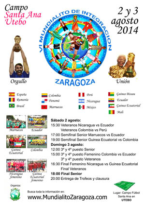 Cartel del VI Mundialito Integración Zaragoza finales en Utebo